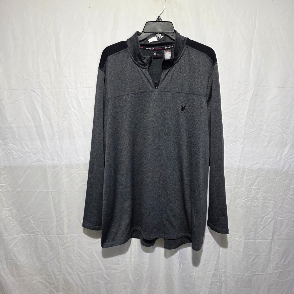 Spyder Active Mens XXL ProWeb Quarter Zip Pullover Gray Heather Performance Top